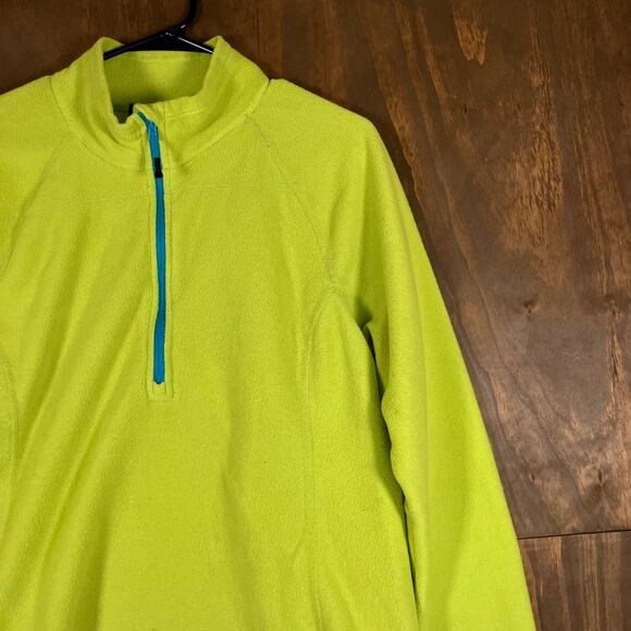 Eddie Bauer Womens Sweater Lime Blue Pullover Fleece 1/4 Zip Long Sleeve XL - Picture 5 of 12
